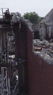 Vertical Video of a Residential Building Destroyed By the War in Ukraine alt