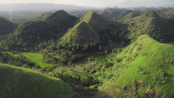 Philippines Green Rainforest Mounts Aerial View