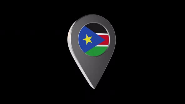 3d Animation Map Pointer With South Sudan Flag With Alpha Channel - 2K alt