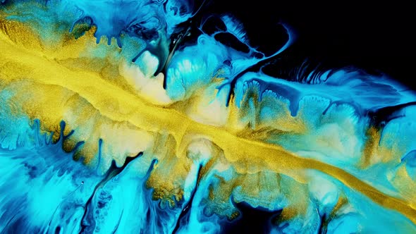 Gold and Blue Fluid Art alt
