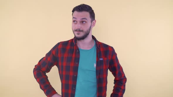 Embarrassed Man Scratching Head Thinking and Rolling Eyes Looking Sideways alt