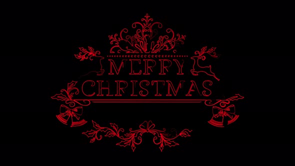 Christmas signboard animation motion neon lines. 4K beautiful text Merry Christmas on the eve alt