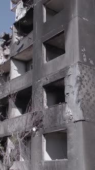 Vertical Video of a House Destroyed By the War in Ukraine alt