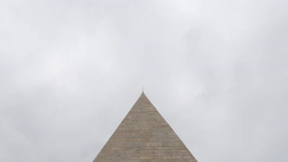 Tilt down view of the Pyramid of Cestius 