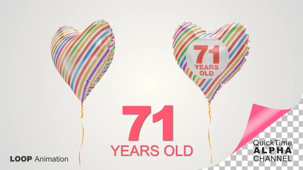 71st Birthday Celebration Heart Shape Helium Balloons