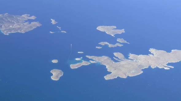 Flying over the Greek Islands. Aerial footage.