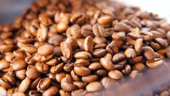 Closeup Slow Motion Camera Shows Coffee Grains alt