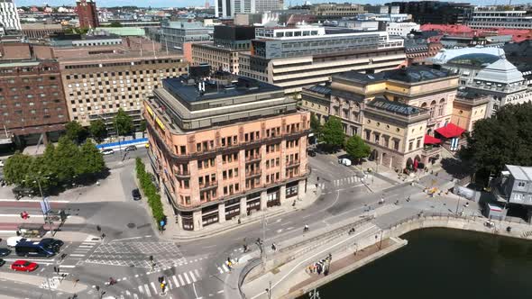 Aerial View of the Stockholm Old Town  Gamla Stan Cityscape Near the City Hall Top alt