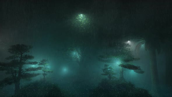 23. Lights in the rainy night - Rain in the magical forest - The sound of rain falling in the garden