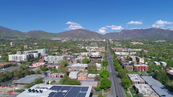 Aerial View of Downtown Lincoln Nebraska on Hot Summer Day alt