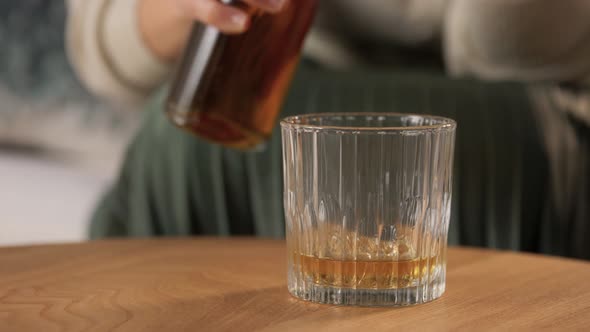 Woman Alcoholic Drinking Strong Alcohol at Home alt