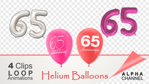 65 Anniversary Celebration Helium Balloons Pack