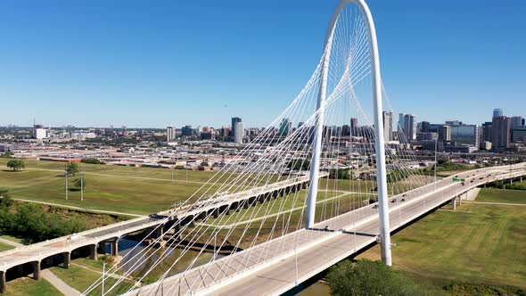 Dallas, Texas - October 2021: Dallas City Scape and Margaret Hunt Hill Bridge alt
