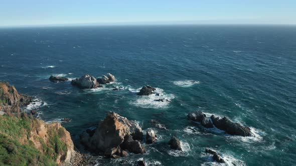 Aerial View of the Beautiful Coast of the USA, California,  Cinematic Seascape alt