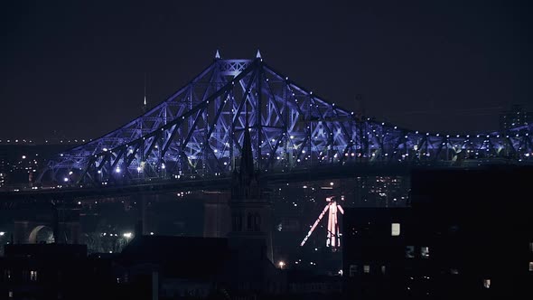 Montreal Jacques-Cartier Bridge Night Lights Animation