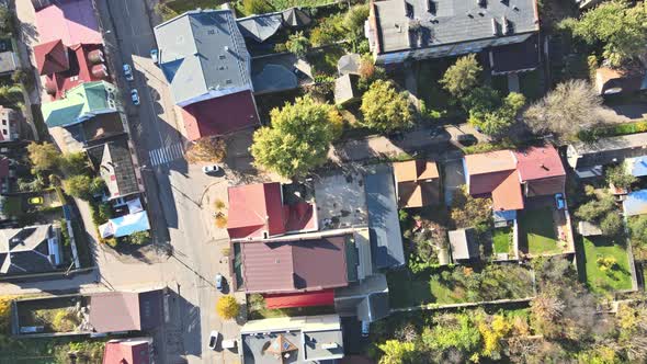 Aerial Panorama View From of Roof Historic Old City Uzhhorod in Transcarpathia alt