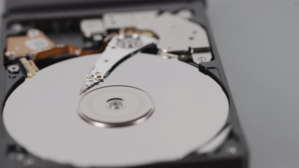 Closeup View of Computer Hard Disk Working