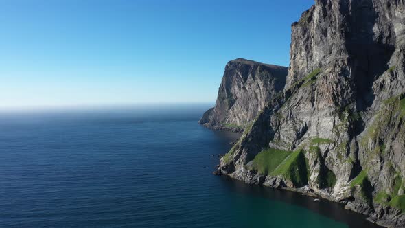 Norwegian rocky coast and mountain ridge 