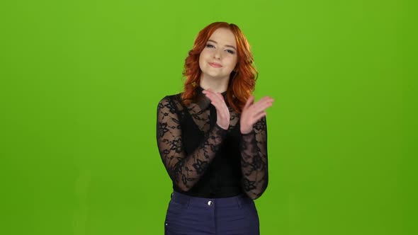 Girl Is Very Tired and Sleepy, Falls Asleep. Green Screen alt