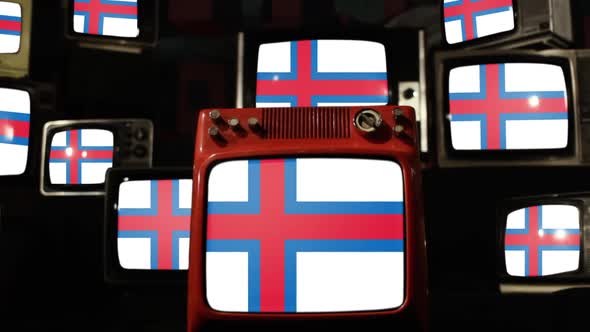 Flag of the Faroe Islands and Retro TVs. alt