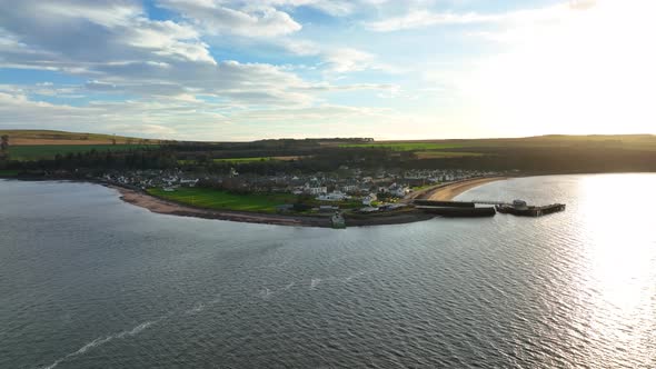 Cromarty Town in Scotland Aerial View alt
