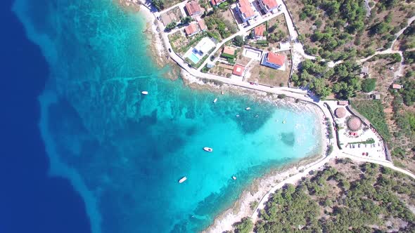 Aerial view of a remote holiday resort alt