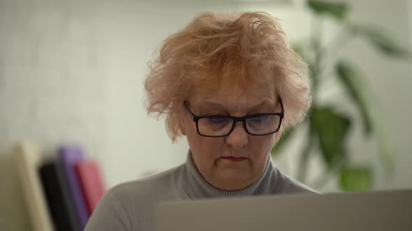 Elderly Working on Laptop at Home alt