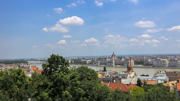 Budapest city skyline, historic district with parliament building and Danube river in Hungary