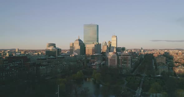 Pedestal Down Aerial of Downtown Boston alt