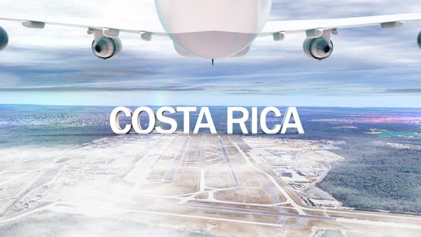 Commercial Airplane Over Clouds Arriving Country Costa Rica