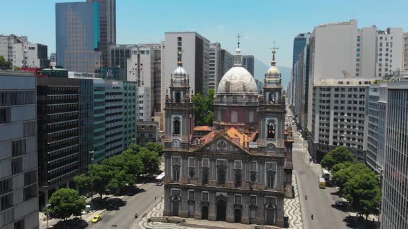The Candelaria Church, Igreja Da Rio De Janeiro, Brazil (Aerial View, Panorama, Drone Footage) alt