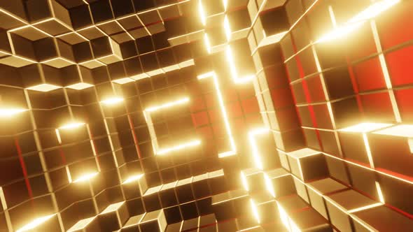 Gold and red glowing spark VJ motion graphic.