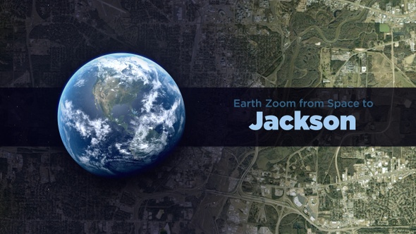 Jackson (Mississippi, USA) Earth Zoom to the City from Space