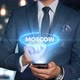 Businessman Smartphone Hologram Word Country   Capital   Moscow - VideoHive Item for Sale
