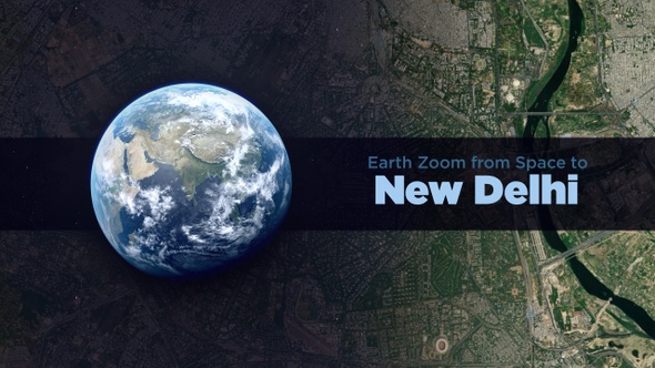 New Delhi (India) Earth Zoom to the City from Space