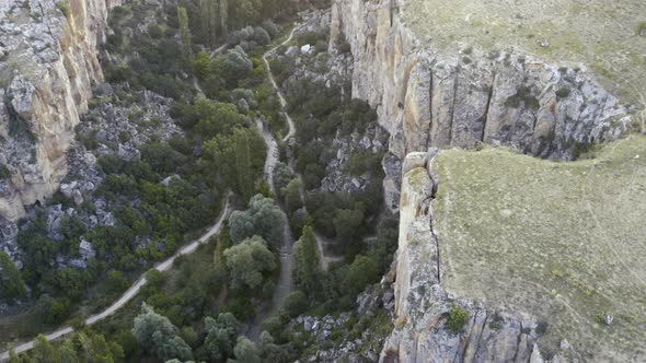 Ihlara Valley Canyon View From Air During Sunrise