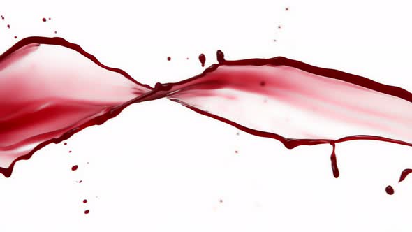 Super Slow Motion Shot of Red Wine Spiral Splash Isolated on White Background at 1000Fps. alt
