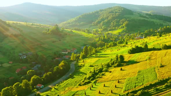 Aerial View on Village in Highland alt