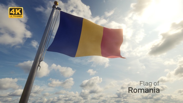 Romania Flag on a Flagpole - 4K alt