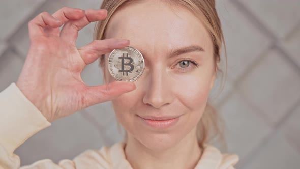 Portrait Young Female with Cryptocurrency alt