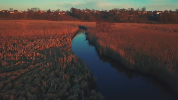 Aerial shot - The River Seret in west part of Ukraine