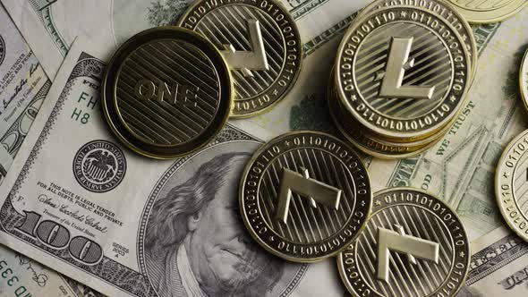 Rotating shot of Bitcoins alt