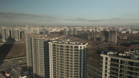 Construction site. Construction of modern multi-storey buildings.