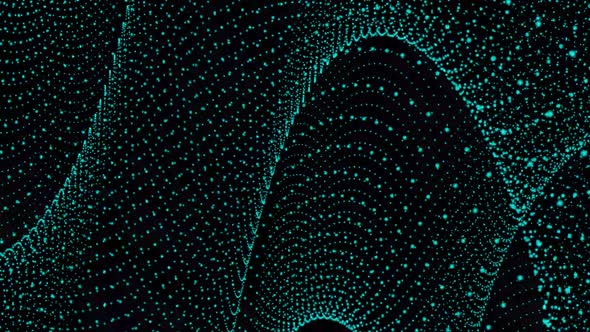 cyan color particle wave background animation. Vd 1100
