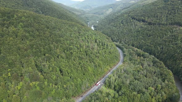 Nature of Ukraine: Carpathian Mountains Slow Motion. Aerial View alt