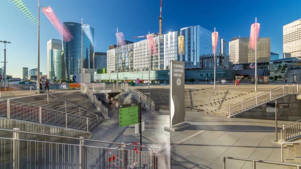 Panorama of La Defence Timelapse Hyperlapse, Business and Financial District with Highrise alt