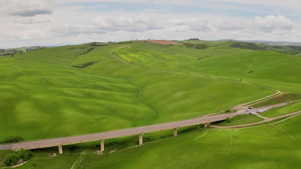 Flying over the beautiful Tuscany Italy landscape alt