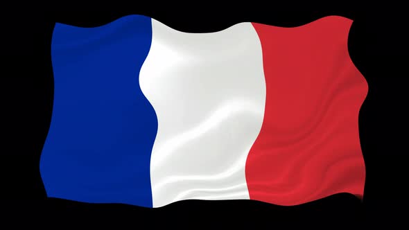 France Waving Flag Animated Black Background