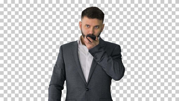 Turk businessman using smartphone's digital, Alpha Channel alt