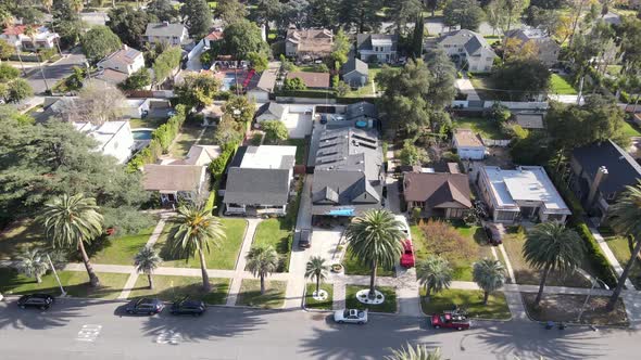 Aerial Top View of Pasadena Neighborhood in California alt